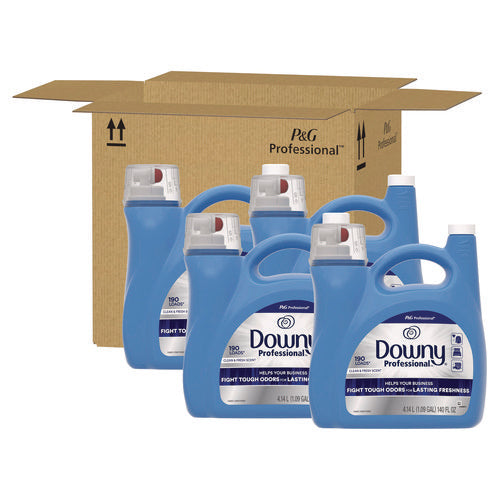 Image of Downy® Professional Commercial Liquid Fabric Softener, Clean and Fresh Scent, 140 oz Pour Bottle, 4/Carton