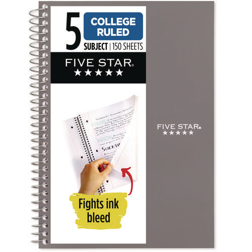 Image of Five Star® Wirebound Notebook, 5-Subject, Medium/College Rule, Randomly Assorted Cover Color, (150) 9.5 x 7.25 Sheets