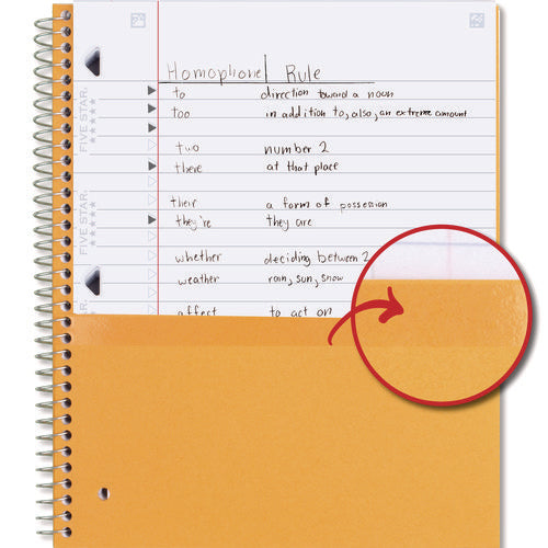 Image of Five Star® Wirebound Notebook, 1-Subject, Wide/Legal Rule, Randomly Assorted Cover Color, (100) 10.5 x 9.18 Sheets