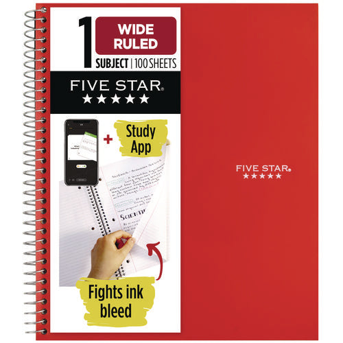 Image of Five Star® Wirebound Notebook, 1-Subject, Wide/Legal Rule, Randomly Assorted Cover Color, (100) 10.5 x 9.18 Sheets
