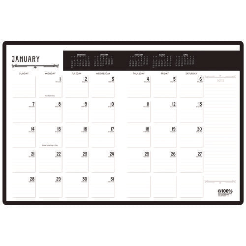 Image of House of Doolittle 100% Recycled Deco Days Monthly Planner, 11 x 8.5, Black/Gold Cover, 12-Month (Jan to Dec): 2025