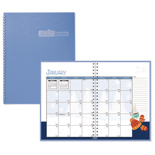 Image of House of Doolittle Seasonal Monthly Planner, Illustrated Seasons Artwork, 10 x 7, Light Blue Cover, 12-Month (Jan to Dec): 2025