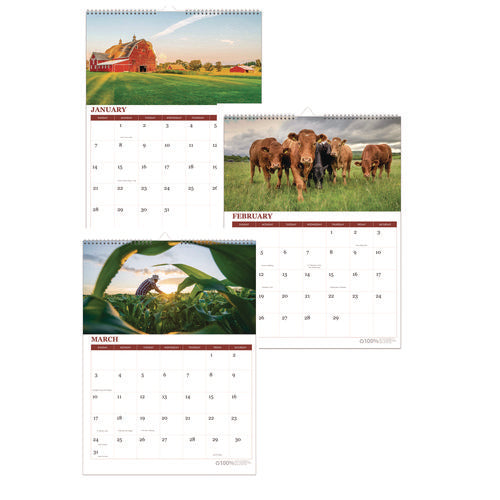Image of House of Doolittle 100% Recycled Farm Life Wall Calendar, 11 x 14, White/Multicolor Sheets, 12-Month (Jan-Dec): 2025