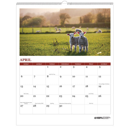 Image of House of Doolittle 100% Recycled Farm Life Wall Calendar, 11 x 14, White/Multicolor Sheets, 12-Month (Jan-Dec): 2025