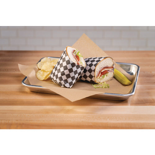 Image of Paterson Grease-Resistant Food Wrap, 12 x 12, Black Check, 5,000/Carton