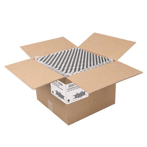 Image of Paterson Grease-Resistant Food Wrap, 12 x 12, Black Check, 5,000/Carton