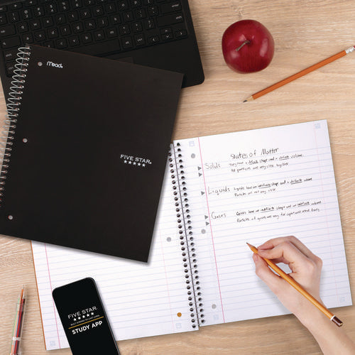 Image of Five Star® Wirebound Notebook, 1-Subject, Wide/Legal Rule, Black Cover, (100) 10.5 x 8.63 Sheets