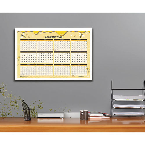 Image of House of Doolittle 100% Recycled Academic Honeycomb Laminated Wall Calendar, 24 x 37, Tan/Yellow Sheets, 12-Month (July-June): 2024 to 2025