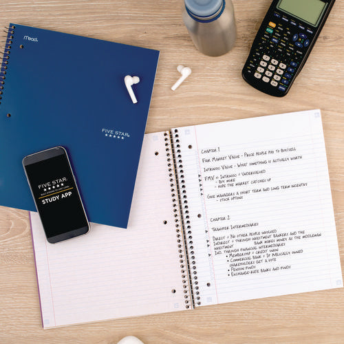 Image of Five Star® Wirebound Notebook, 1-Subject, Medium/College Rule, Blue Cover, (100) 11 x 9.13 Sheets