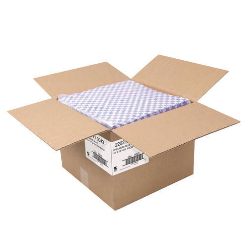 Image of Paterson Grease-Resistant Food Wrap, 12 x 12, Blue Check, 5,000/Carton