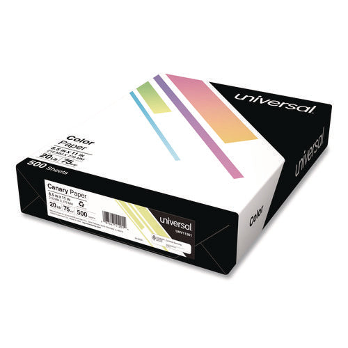 Image of Universal® Deluxe Colored Paper, 20 lb Bond Weight, 8.5 x 11, Canary, 500/Ream