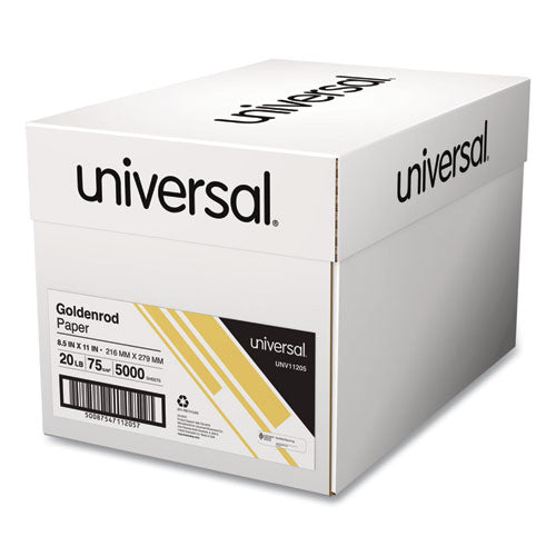 Image of Universal® Deluxe Colored Paper, 20 lb Bond Weight, 8.5 x 11, Goldenrod, 500 Sheets/Ream, 10 Reams/Carton