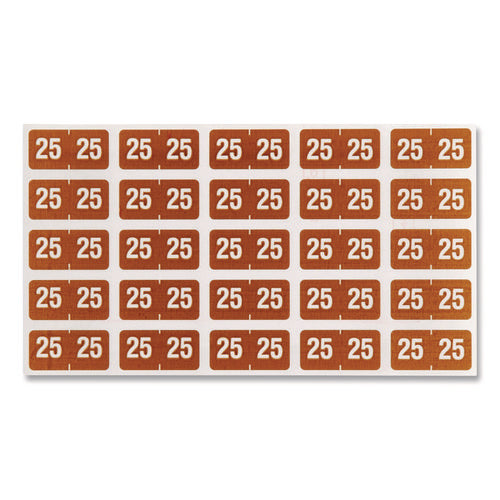 Image of Smead Yearly End Tab File Folder Labels, 25, 0.5 x 1, Brown, 25/Sheet, 10 Sheets/Pack