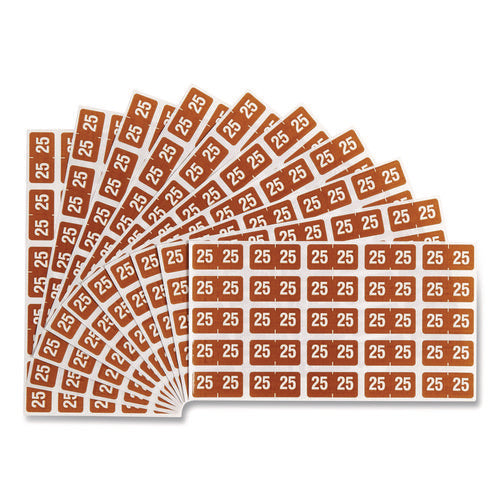Image of Smead Yearly End Tab File Folder Labels, 25, 0.5 x 1, Brown, 25/Sheet, 10 Sheets/Pack
