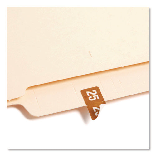 Image of Smead Yearly End Tab File Folder Labels, 25, 0.5 x 1, Brown, 25/Sheet, 10 Sheets/Pack
