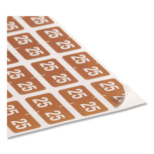 Image of Smead Yearly End Tab File Folder Labels, 25, 0.5 x 1, Brown, 25/Sheet, 10 Sheets/Pack