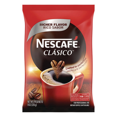 Image of Nescafe® Clasico Dark Roast Instant Coffee, 8 oz, 12/Carton