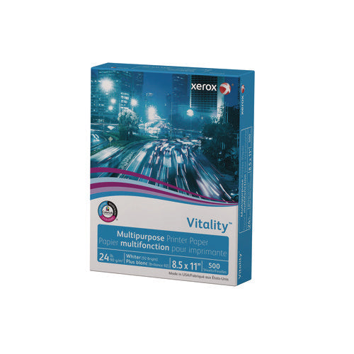 Image of xerox Vitality Multipurpose Print Paper, 92 Bright, 24 lb Bond Weight, 8.5 x 11, White, 500/Ream
