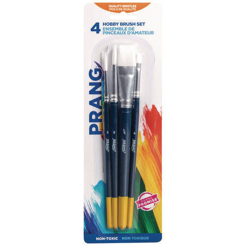 Image of Prang® Hobby Four-Brush Set, Assorted, Synthetic, Flat; Round, 4/pack