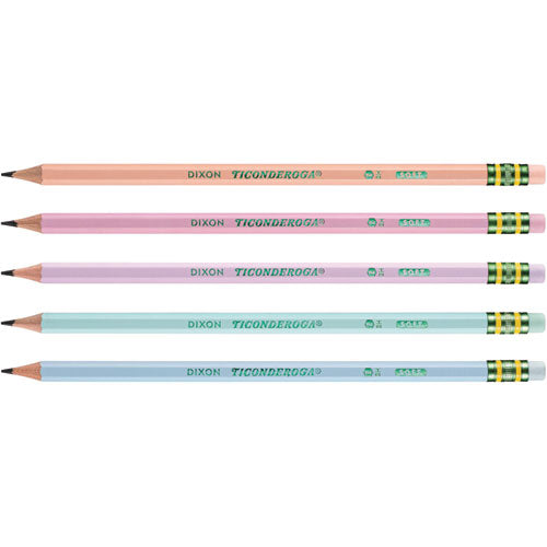 Image of Ticonderoga® Pre-Sharpened Pencil, 2.2 mm, HB (#2), Black Lead, Pastel Assorted Barrel, 18/Pack