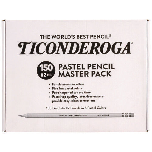 Image of Ticonderoga® Pre-Sharpened Pencil, 2.2 mm, HB (#2), Black Lead, Pastel Assorted Barrel Colors, 150/Pack