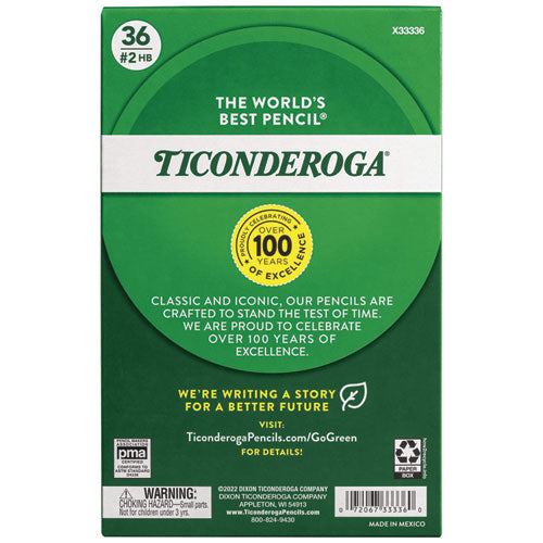Image of Ticonderoga® My First Woodcase Pencil with Eraser, 3.6 mm, HB (#2), Black Lead, Yellow Barrel, 36/Pack