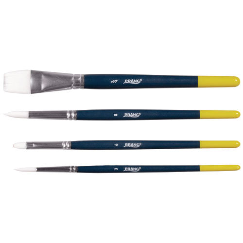 Image of Prang® Hobby Four-Brush Set, Assorted, Synthetic, Flat; Round, 4/pack
