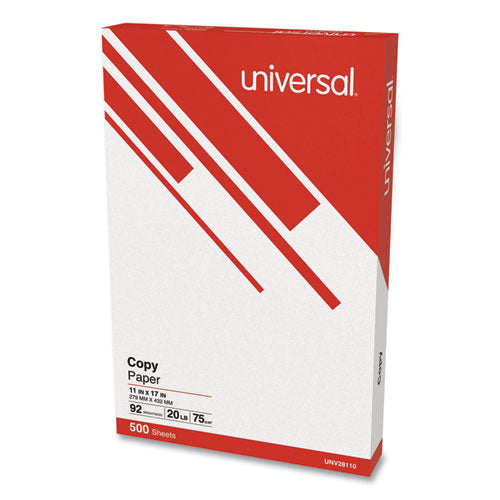 Image of Universal® Copy Paper, 92 Bright, 20 lb Bond Weight, 11 x 17, White, 500 Sheets/Ream, 5 Reams/Carton
