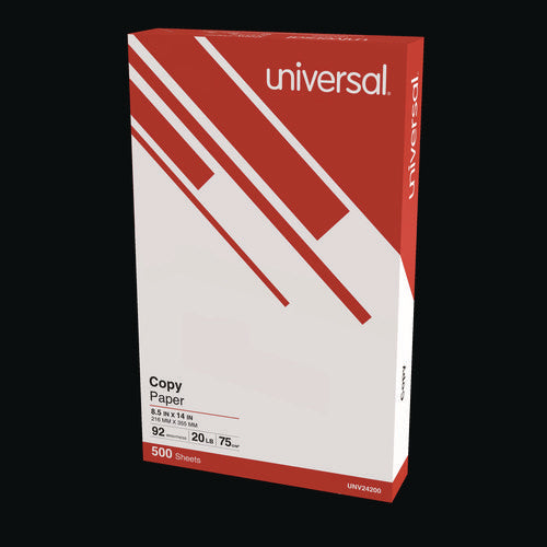 Image of Universal® Legal Size Copy Paper, 92 Bright, 20 lb Bond Weight, 8.5 x 14, White, 500 Sheets/Ream, 10 Reams/Carton