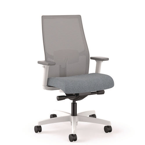 Image of HON® Ignition 2.0 4-Way Stretch Mid-Back Mesh Task Chair, 17" to 21" Seat Height, Basalt Seat, Fog Back, Designer White Base