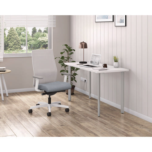 Image of HON® Ignition 2.0 4-Way Stretch Mid-Back Mesh Task Chair, 17" to 21" Seat Height, Basalt Seat, Fog Back, Designer White Base