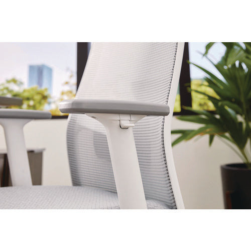 Image of HON® Ignition 2.0 4-Way Stretch Mid-Back Mesh Task Chair, 17" to 21" Seat Height, Basalt Seat, Fog Back, Designer White Base