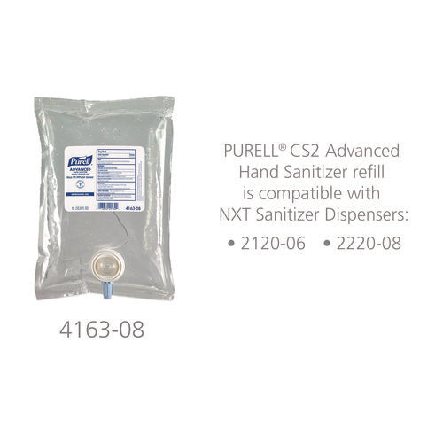 Image of PURELL® Advanced Hand Sanitizer Green Certified Gel Refill, For CS2 Dispensers, 1,000 mL, Fragrance-Free, 8/Carton