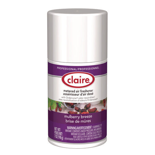 Image of Claire® Metered Air Freshener, Mulberry Scent, 7 oz Aerosol Spray, 12/Carton