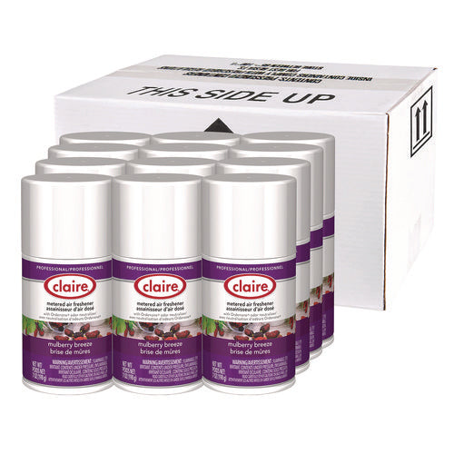 Image of Claire® Metered Air Freshener, Mulberry Scent, 7 oz Aerosol Spray, 12/Carton