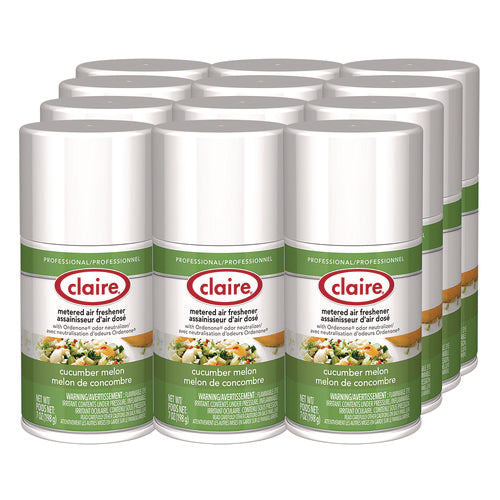 Image of Claire® Metered Air Freshener, Cucumber Melon Scent, 7 oz Aerosol Spray, 12/Carton
