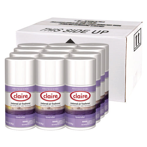 Image of Claire® Metered Air Freshener, Lavender, 11 oz Aerosol Spray, 12/Carton