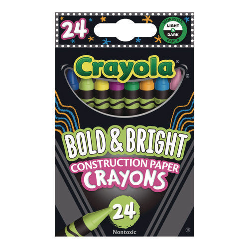 Image of Crayola® Bold and Bright Construction Paper Crayons, Assorted Colors, 24/Box