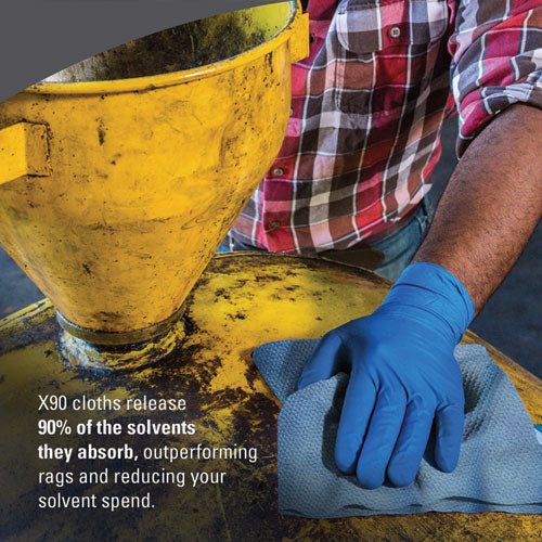 Image of WypAll® X90 Cloths, Jumbo Roll, 2-Ply, 11.1 x 13.4, Denim Blue, 450/Roll