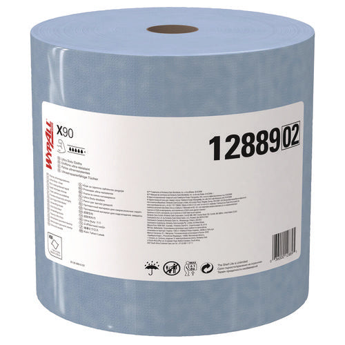 Image of WypAll® X90 Cloths, Jumbo Roll, 2-Ply, 11.1 x 13.4, Denim Blue, 450/Roll