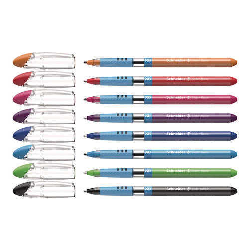 Image of Schneider® Slider Basic Ballpoint Pen, Stick, Extra-Bold 1.4 mm, Assorted Ink and Barrel Colors, 8/Pack