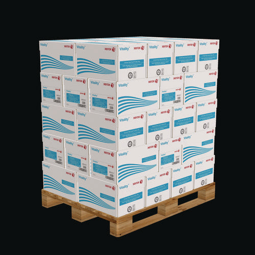 Image of xerox Vitality Multipurpose Print Paper, 92 Bright, 20 lb Bond Weight, 8.5 x 11, White, 500/Ream, 10 Reams/Ct, 40 Cartons/Pallet
