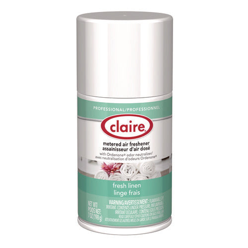 Image of Claire® Metered Air Freshener, Fresh Linen, 11 oz Aerosol Spray, 12/Carton