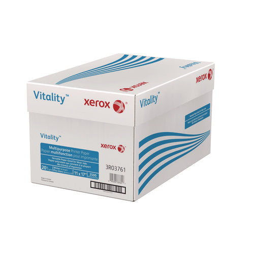 Image of xerox Vitality Multipurpose Print Paper, 92 Bright, 20 lb Bond Weight, 11 x 17, White, 500/Ream