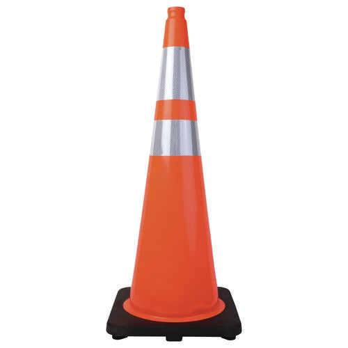 Image of Tatco Tatco Traffic Cone, 14.5 x 1 x 36, Orange/Silver