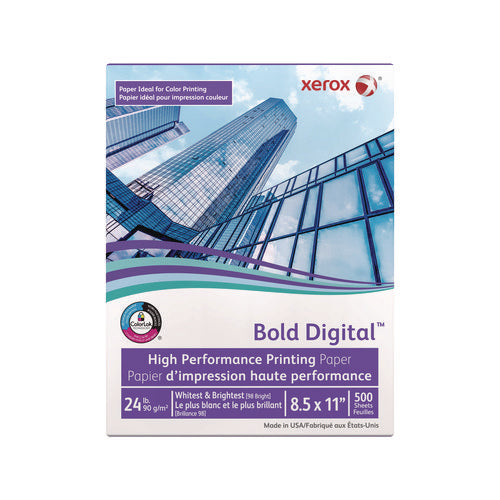 Image of xerox Bold Digital Printing Paper, 98 Bright, 24 lb Bond Weight, 8.5 x 11, White, 500/Ream