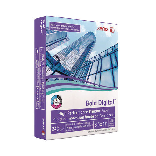 Image of xerox Bold Digital Printing Paper, 98 Bright, 24 lb Bond Weight, 8.5 x 11, White, 500/Ream