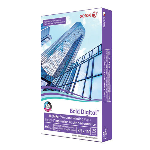 Image of xerox Bold Digital Printing Paper, 98 Bright, 24 lb Bond Weight, 8.5 x 14, White, 500 Sheets/Ream, 8 Reams/Carton