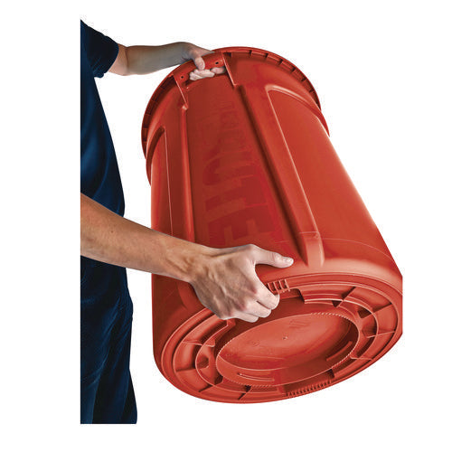 Image of Rubbermaid® Commercial Vented Round Brute Container, 44 gal, Plastic, Red