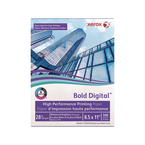 Image of xerox Bold Digital Printing Paper, 100 Bright, 28 lb Bond Weight, 8.5 x 11, White, 500/Ream